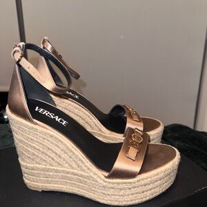 Versace Bronze Wedge Sandals